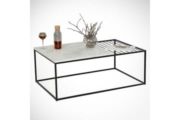 Falan Soffbord 95 cm Marmormönster Ribbor - Vit/Svart - Möbler - Vardagsrum - Soffbord & vardagsrumsbord - Marmorbord