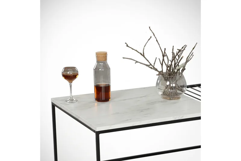 Falan Soffbord 95 cm Marmormönster Ribbor - Vit/Svart - Möbler - Vardagsrum - Soffbord & vardagsrumsbord - Marmorbord