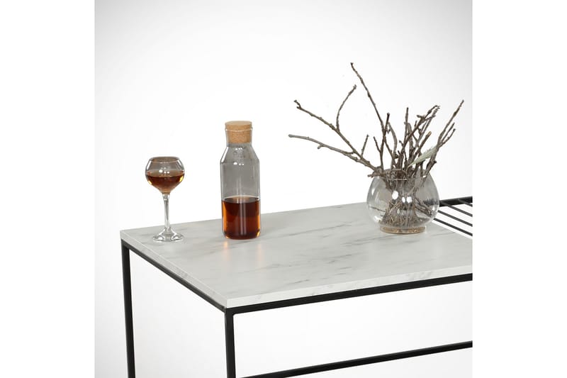 Falan Soffbord 95 cm Marmormönster Ribbor - Vit/Svart - Möbler - Vardagsrum - Soffbord & vardagsrumsbord - Marmorbord