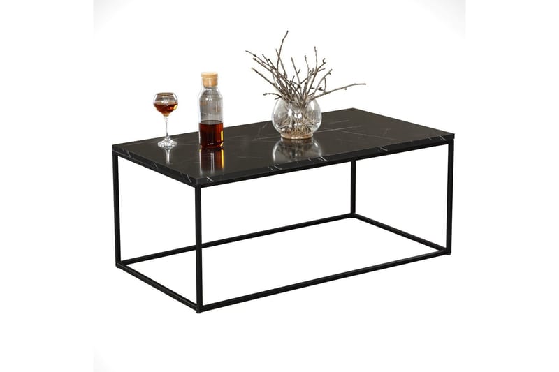Falan Soffbord 95 cm Marmormönster - Svart - Möbler - Vardagsrum - Soffbord & vardagsrumsbord - Marmorbord
