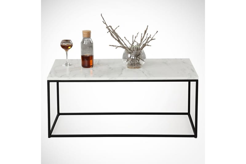 Falan Soffbord 95 cm Marmormönster - Vit/Svart/Grå - Möbler - Vardagsrum - Soffbord & vardagsrumsbord - Soffbord