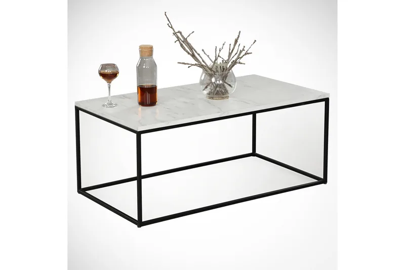 Falan Soffbord 95 cm Marmormönster - Vit/Svart/Grå - Möbler - Vardagsrum - Soffbord & vardagsrumsbord - Soffbord