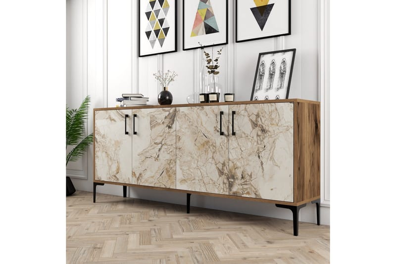 Levents Avlastningsbord 180 cm - Valnöt/Vit - Möbler - Vardagsrum - Soffbord & vardagsrumsbord - Marmorbord