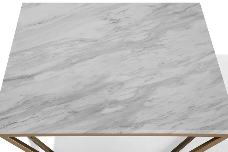 Malibu Kvadratiskt Soffbord 80 cm i Marmor med Metallstativ - Vit - Möbler - Vardagsrum - Soffbord & vardagsrumsbord - Soffbord