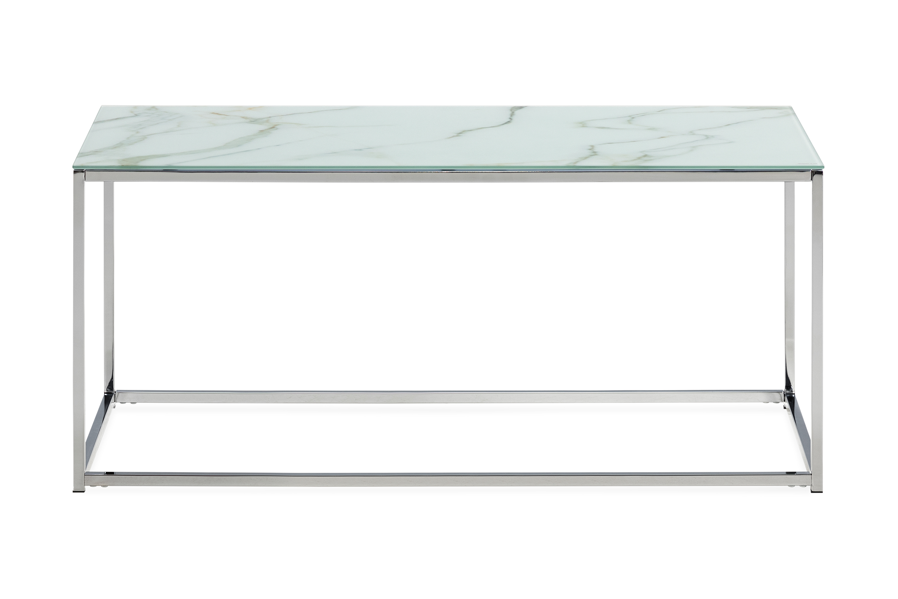 MATADOR Soffbord 100 cm Marmormönster Glas/Vit/Krom –