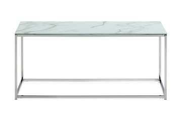 MATADOR Soffbord 100 cm Marmormönster Glas/Vit/Krom