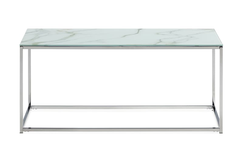 MATADOR Soffbord 100 cm Marmormönster Glas/Vit/Krom - Marmorbord - Soffbord - Bord