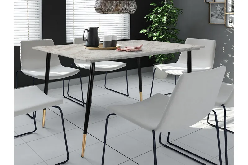 Oktoos Matbord 120 cm - Grå/Vit/Svart/Guld - Möbler - Vardagsrum - Soffbord & vardagsrumsbord - Marmorbord