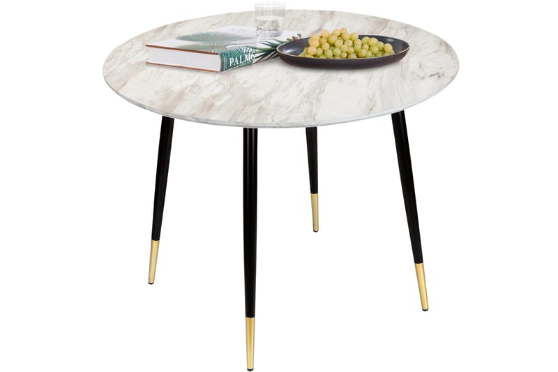 Oktoos Matbord Runt 100 cm - Grå/Vit/Svart/Guld - Möbler - Vardagsrum - Soffbord & vardagsrumsbord - Marmorbord