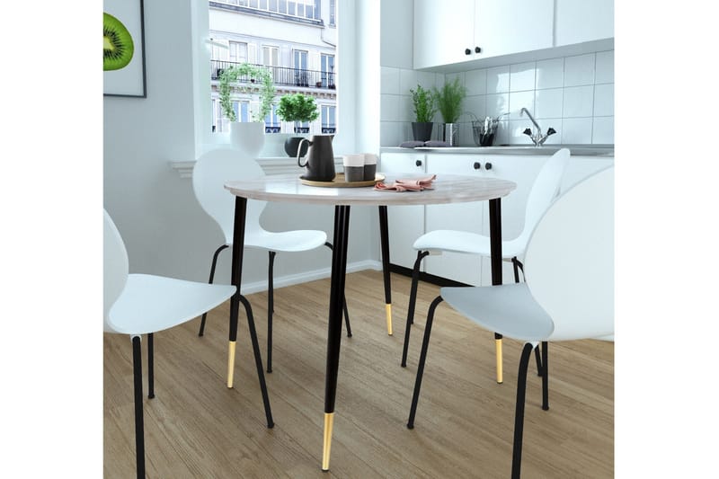 Oktoos Matbord Runt 100 cm - Grå/Vit/Svart/Guld - Möbler - Vardagsrum - Soffbord & vardagsrumsbord - Marmorbord