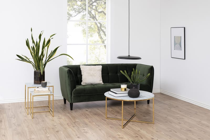QUENSIMO Soffbord 80 cm Marmor Vit - Möbler - Vardagsrum - Soffbord & vardagsrumsbord - Marmorbord