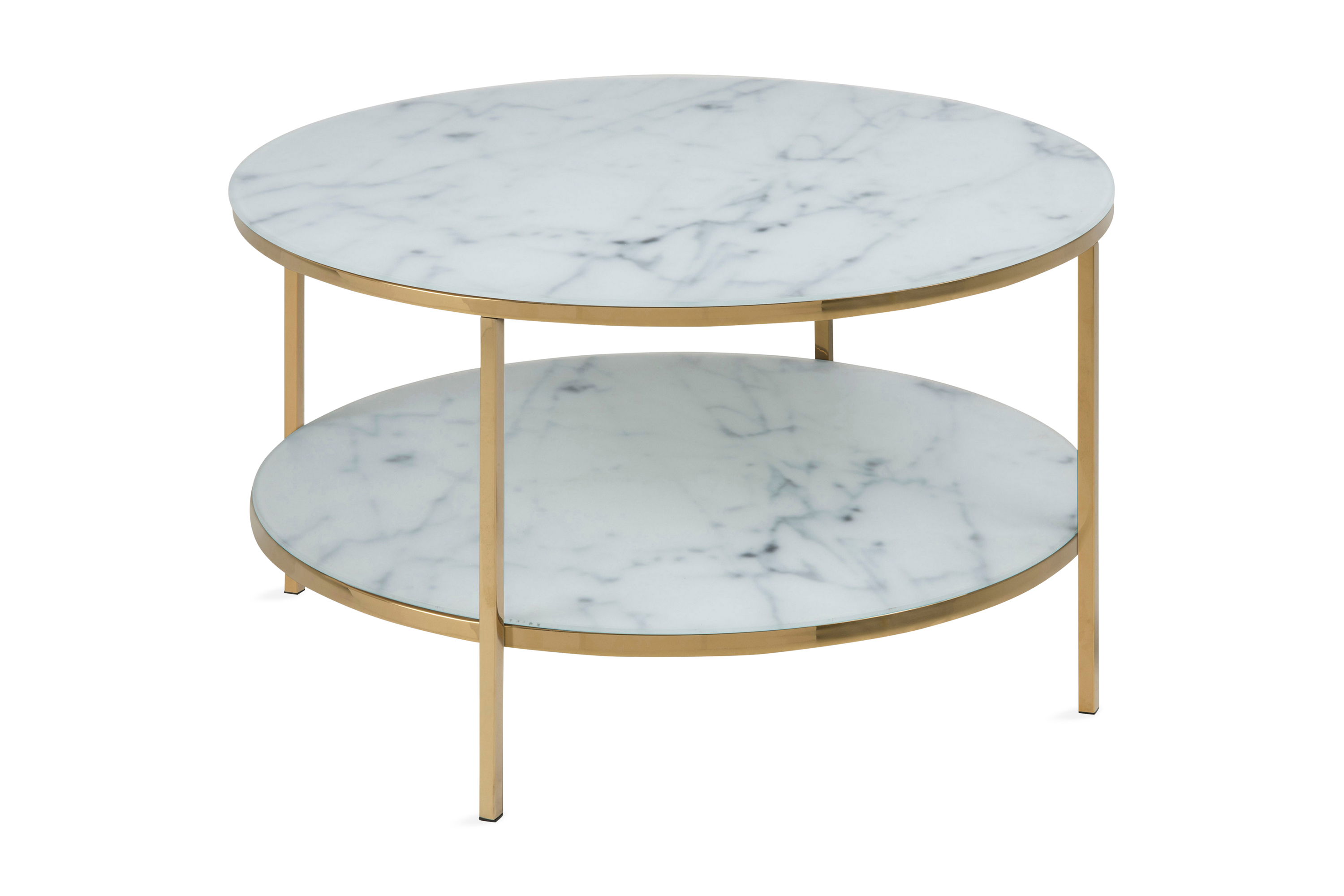 quensimo soffbord 80 cm runt med förvaring marmormönster vit -