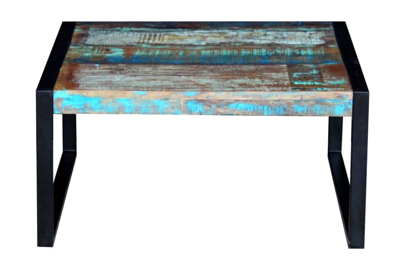 Soffbord återvunnet massivt trä 80x80x40 cm - Flerfärgad - Marmorbord - Soffbord - Bord
