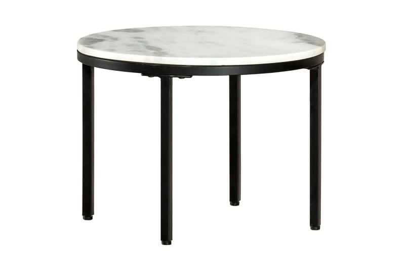 Soffbord vit och svart Ã˜50 cm massiv äkta marmor - Vit - Möbler - Vardagsrum - Soffbord & vardagsrumsbord - Marmorbord