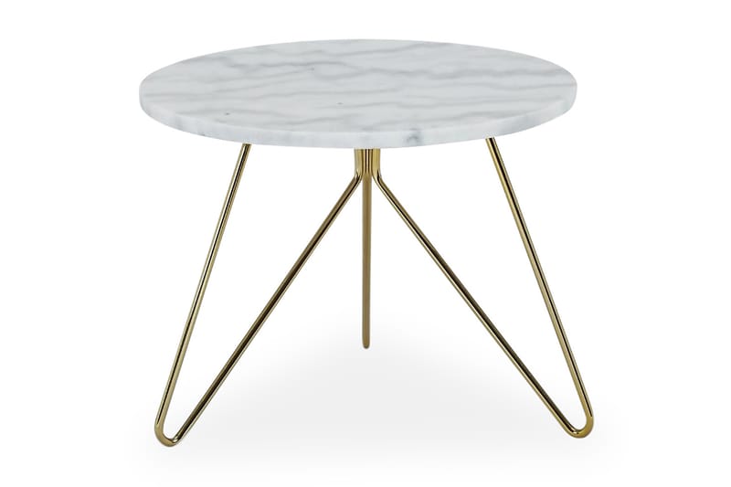 SUMAYA Sidobord 45 cm Runt Marmor/Vit/Mässing - Bord - Marmorbord - Sidobord & lampbord - Brickbord