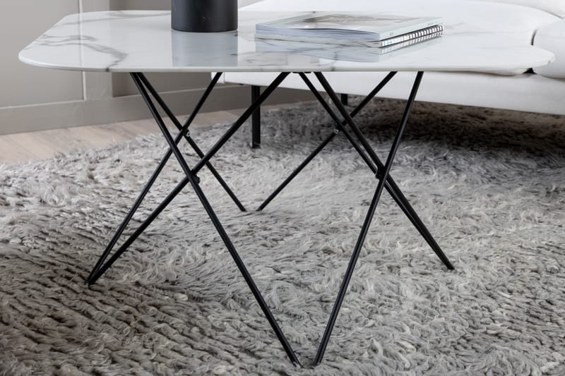 Tristar Soffbord 80 cm - Marmor/Vit/Svart - Möbler - Vardagsrum - Soffbord & vardagsrumsbord - Marmorbord