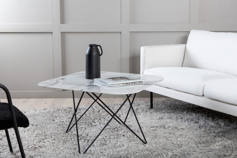 Tristar Soffbord 80 cm - Marmor/Vit/Svart - Möbler - Vardagsrum - Soffbord & vardagsrumsbord - Marmorbord