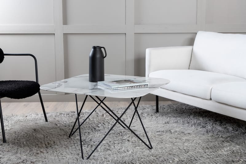 Tristar Soffbord 80 cm - Marmor/Vit/Svart - Möbler - Vardagsrum - Soffbord & vardagsrumsbord - Marmorbord