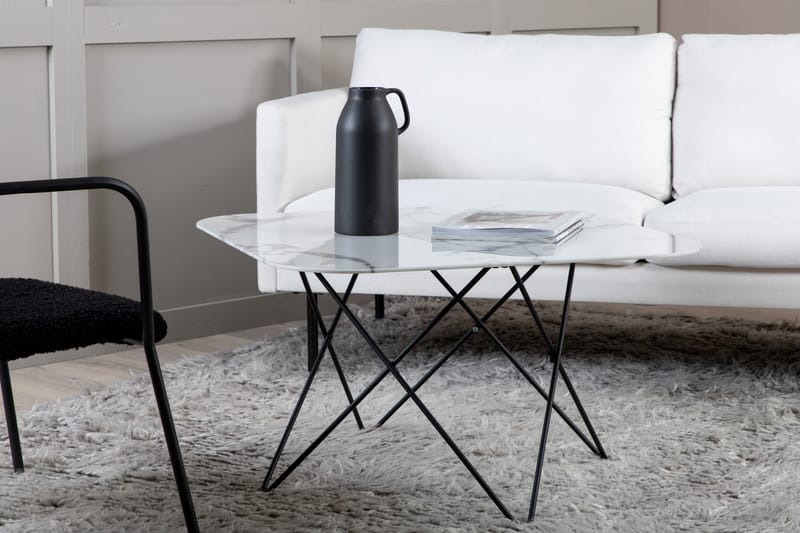 Tristar Soffbord 80 cm - Marmor/Vit/Svart - Möbler - Vardagsrum - Soffbord & vardagsrumsbord - Marmorbord