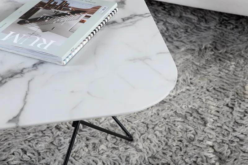 Tristar Soffbord 80 cm - Marmor/Vit/Svart - Möbler - Vardagsrum - Soffbord & vardagsrumsbord - Soffbord