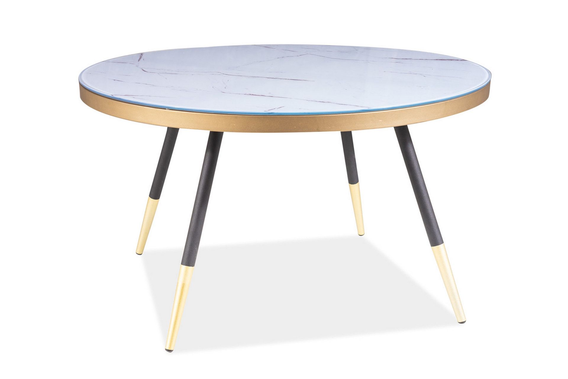 Vagaia Soffbord 80 cm Runt Marmorm&ouml;nster - Vit/Svart