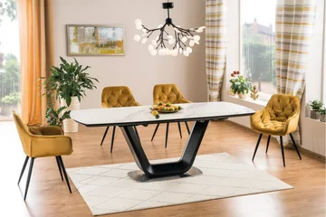 Ventera Förlängningsbart Matbord 160 cm - Keramik/Svart/Vit - Möbler - Vardagsrum - Soffbord & vardagsrumsbord - Marmorbord