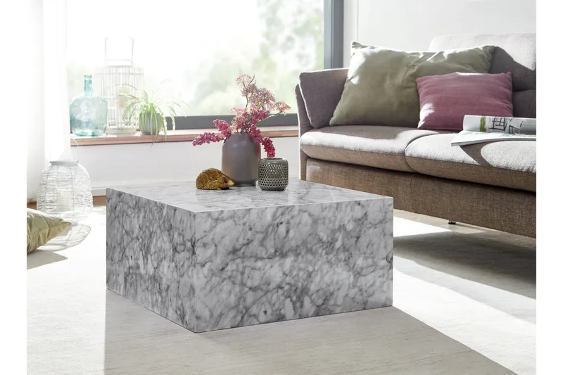 Willowdale Soffbord 60 cm Marmormönster - Vit/Grå - Möbler - Vardagsrum - Soffbord & vardagsrumsbord - Marmorbord