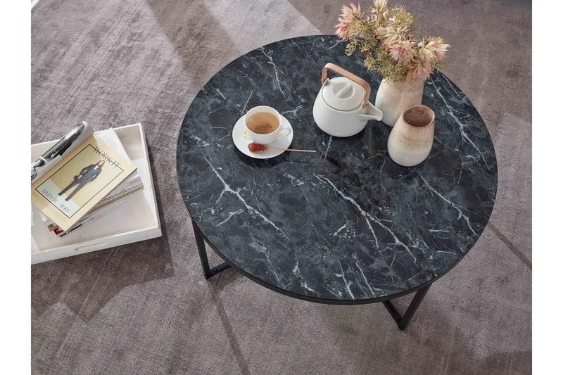 Willowdale Soffbord 80 cm Runt - Svart/Grå - Möbler - Vardagsrum - Soffbord & vardagsrumsbord - Soffbord