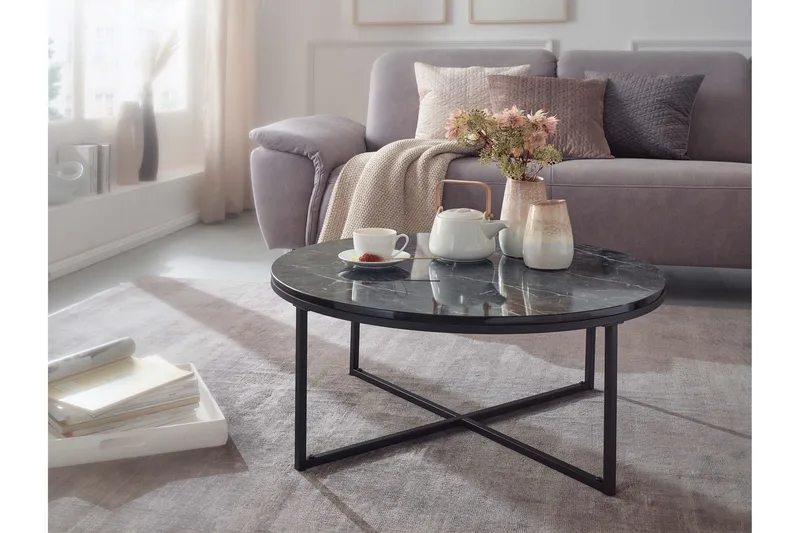 Willowdale Soffbord 80 cm Runt - Svart/Grå - Möbler - Vardagsrum - Soffbord & vardagsrumsbord - Soffbord