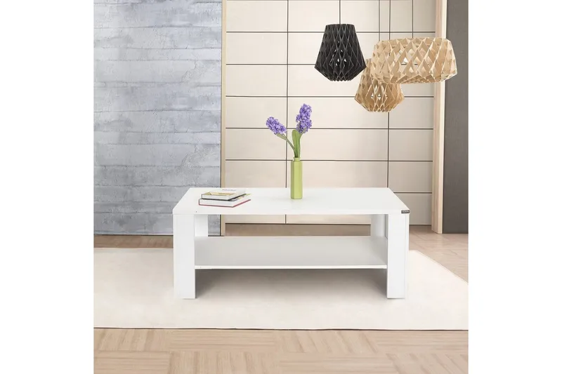 Masao Rektangulärt Soffbord med Nedre Hylla i Trä - Vit - Möbler - Vardagsrum - Soffbord & vardagsrumsbord - Soffbord