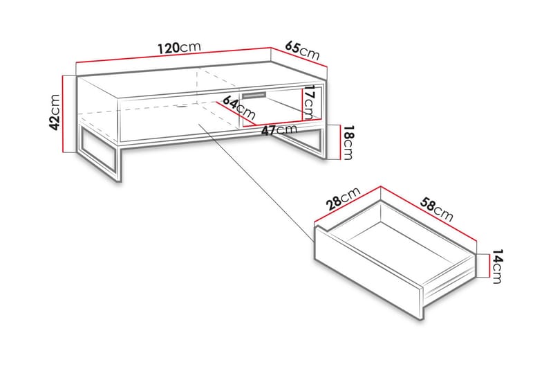 MASILINGWE Soffbord 120 cm med Förvaring Låda + Hylla Natur/ - Soffbord - Bord