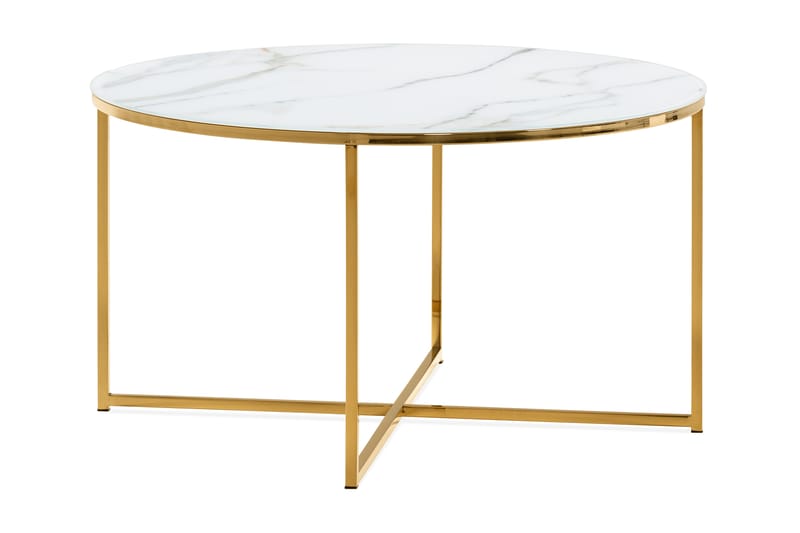 MATADOR Soffbord 80 cm Runt Marmormönster Glas/Grå/Mässing - Bord - Soffbord