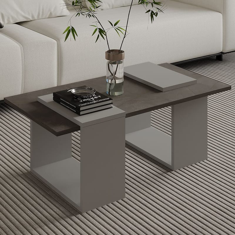 Matris Soffbord 90x37x46,6 cm - Gordion Marble och Grey - Möbler - Vardagsrum - Soffbord & vardagsrumsbord - Soffbord