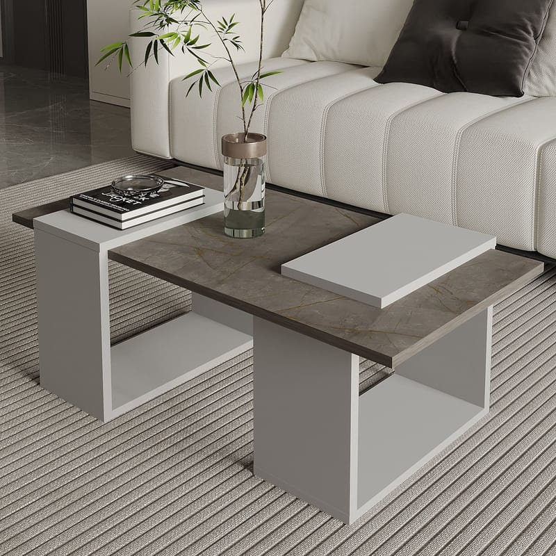 Matris Soffbord 90x37x46,6 cm - Gordion Marble och Grey - Möbler - Vardagsrum - Soffbord & vardagsrumsbord - Soffbord