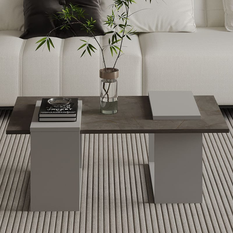 Matris Soffbord 90x37x46,6 cm - Gordion Marble och Grey - Möbler - Vardagsrum - Soffbord & vardagsrumsbord - Soffbord