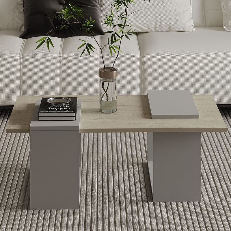 Matris Soffbord 90x37x46,6 cm - Grey och Travertine - Möbler - Vardagsrum - Soffbord & vardagsrumsbord - Soffbord