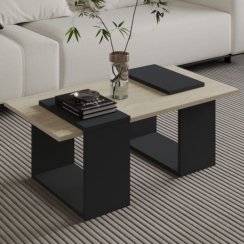 Matris Soffbord 90x37x46,6 cm - Travertine/Anthracite - Möbler - Vardagsrum - Soffbord & vardagsrumsbord - Soffbord