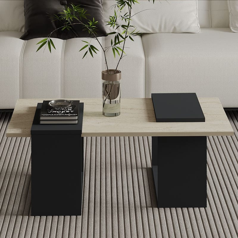 Matris Soffbord 90x37x46,6 cm - Travertine/Anthracite - Möbler - Vardagsrum - Soffbord & vardagsrumsbord - Soffbord