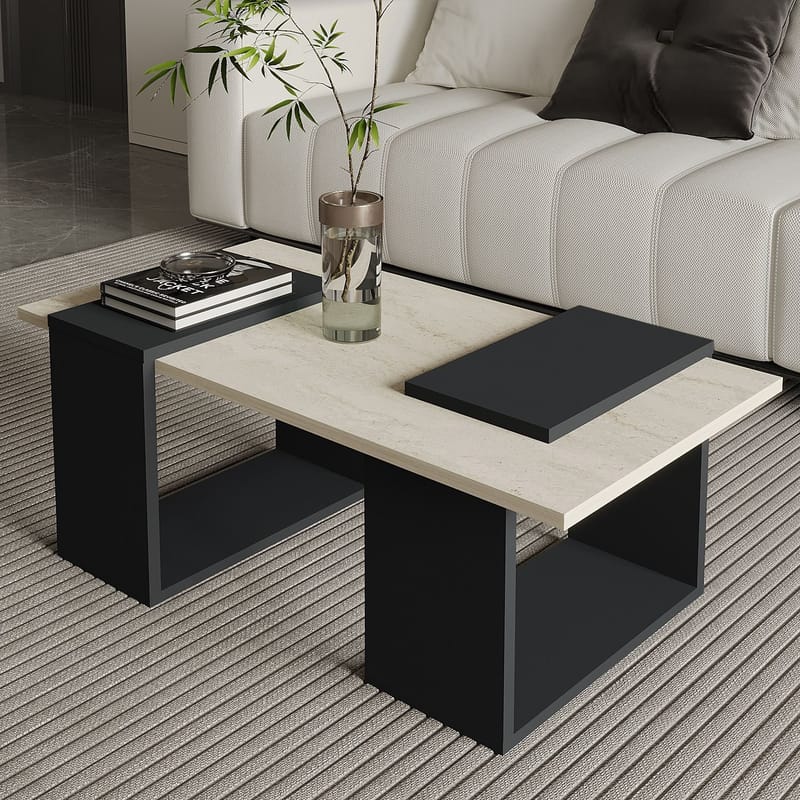 Matris Soffbord 90x37x46,6 cm - Travertine/Anthracite - Möbler - Vardagsrum - Soffbord & vardagsrumsbord - Soffbord