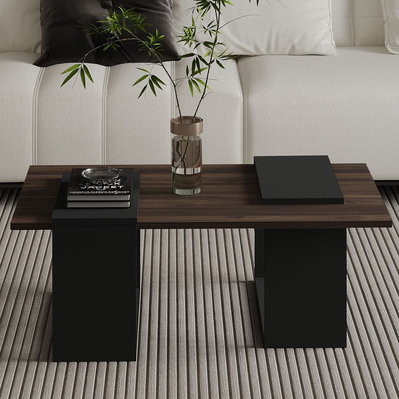 Matris Soffbord 90x37x46,6 cm - Valnöt och antracit - Möbler - Vardagsrum - Soffbord & vardagsrumsbord - Soffbord