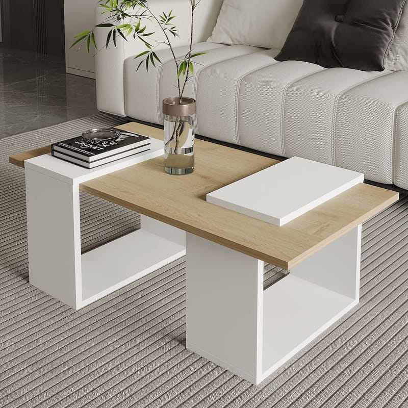 Matris Soffbord 90x37x46,6 cm - Vit och Sapphire Oak - Möbler - Vardagsrum - Soffbord & vardagsrumsbord - Soffbord