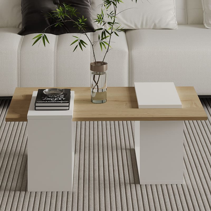 Matris Soffbord 90x37x46,6 cm - Vit och Sapphire Oak - Möbler - Vardagsrum - Soffbord & vardagsrumsbord - Soffbord