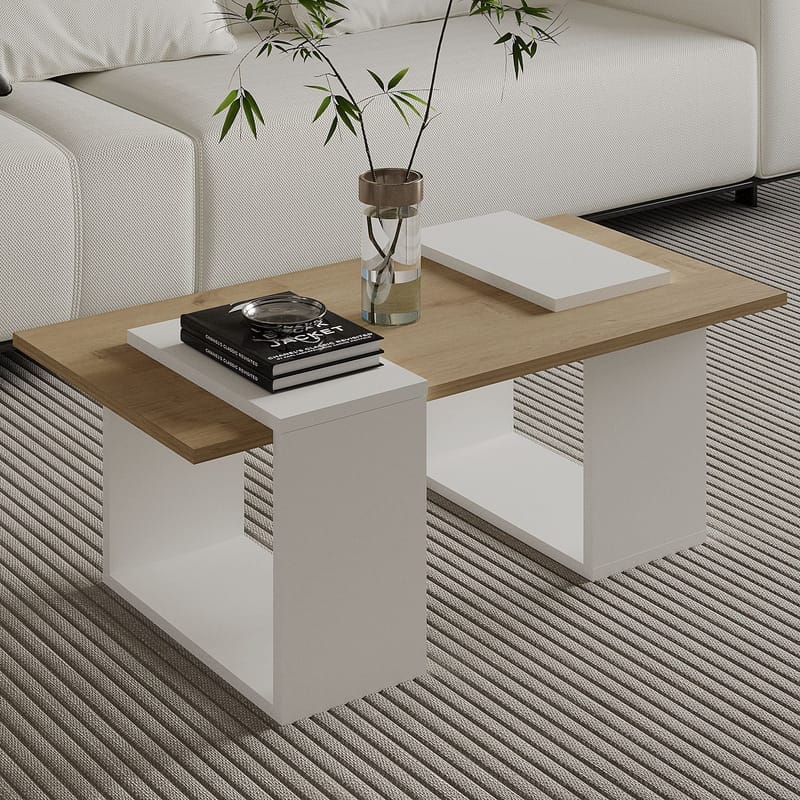 Matris Soffbord 90x37x46,6 cm - Vit och Sapphire Oak - Möbler - Vardagsrum - Soffbord & vardagsrumsbord - Soffbord