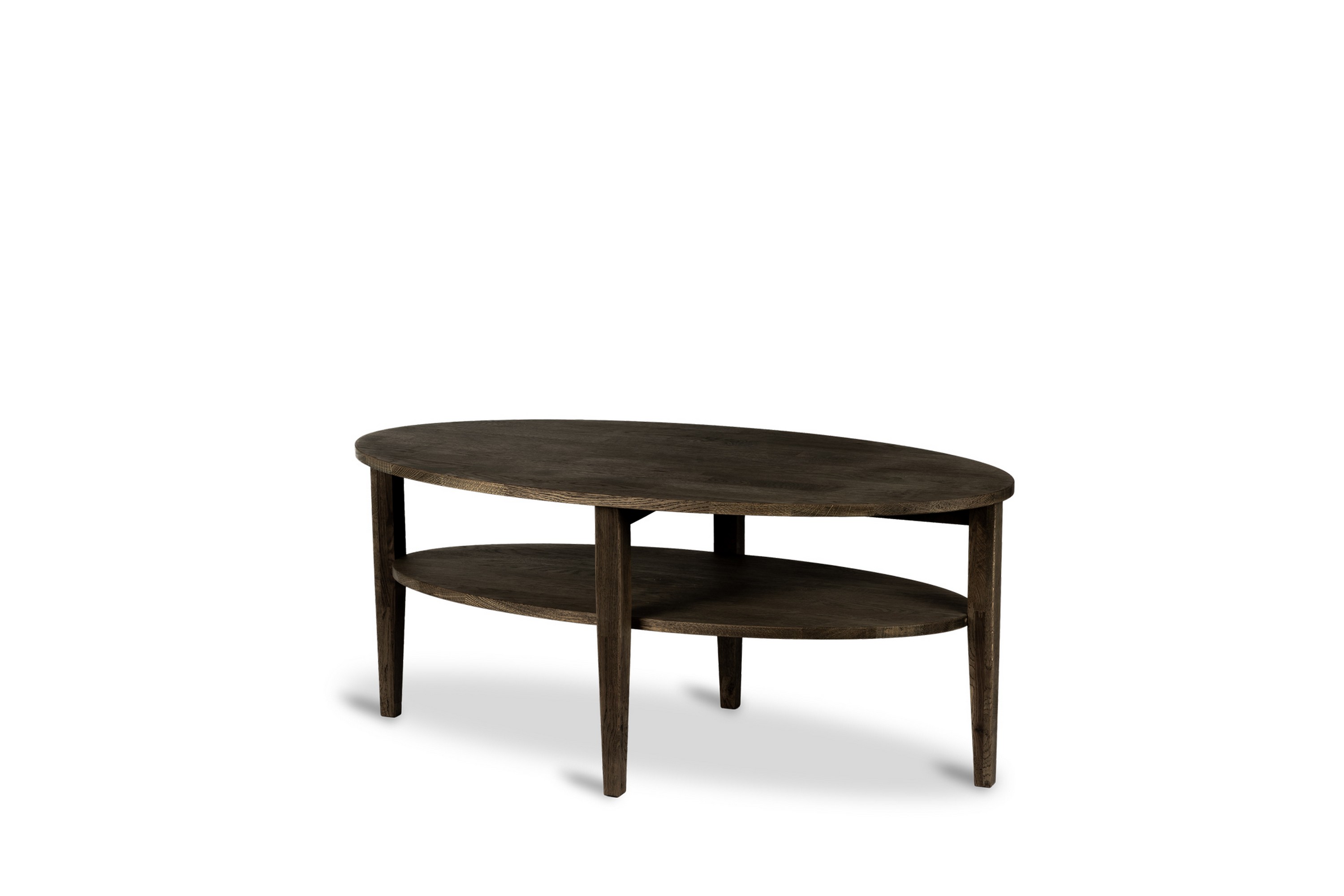 milford ovalt soffbord 120x60 cm  i massivt trä - mörkbrun