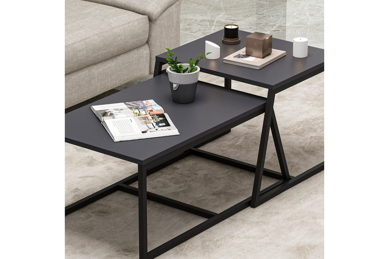Minimal Soffbord 75x50 cm Svart - Hanah Home - Möbler - Vardagsrum - Soffbord & vardagsrumsbord - Satsbord
