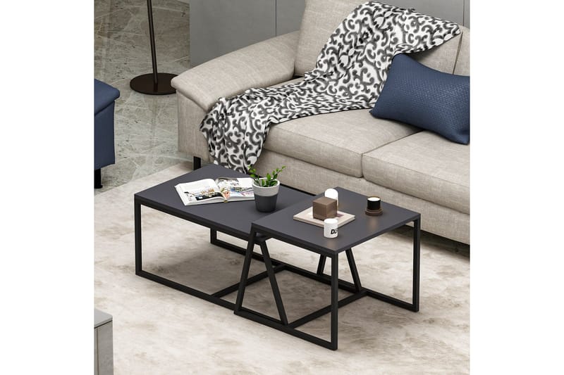 Minimal Soffbord 75x50 cm Svart - Hanah Home - Möbler - Vardagsrum - Soffbord & vardagsrumsbord - Satsbord