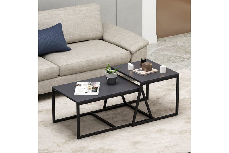 Minimal Soffbord 75x50 cm Svart - Hanah Home - Möbler - Vardagsrum - Soffbord & vardagsrumsbord - Satsbord