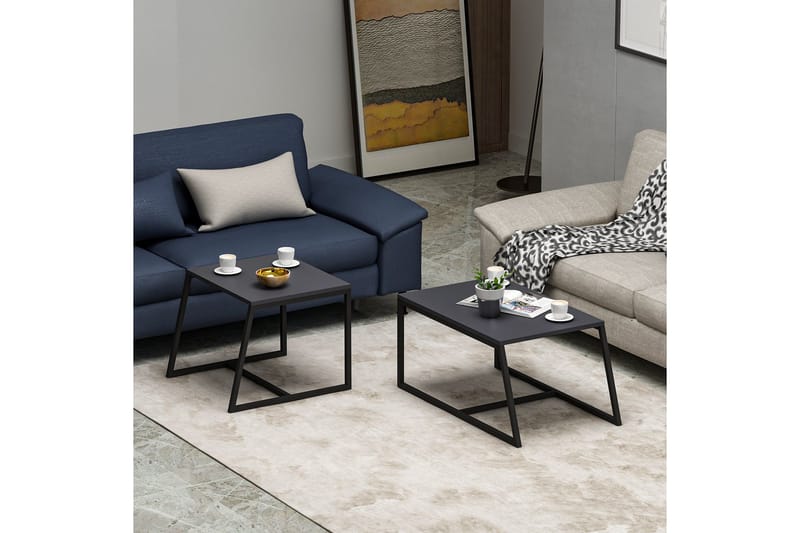 Minimal Soffbord 75x50 cm Svart - Hanah Home - Möbler - Vardagsrum - Soffbord & vardagsrumsbord - Satsbord