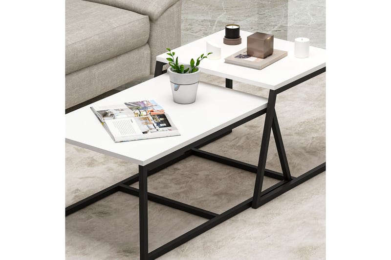 Minimal Soffbord 75x50 cm Vit - Hanah Home - Möbler - Vardagsrum - Soffbord & vardagsrumsbord - Satsbord
