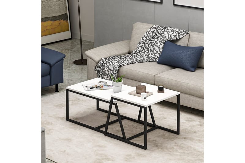 Minimal Soffbord 75x50 cm Vit - Hanah Home - Möbler - Vardagsrum - Soffbord & vardagsrumsbord - Satsbord